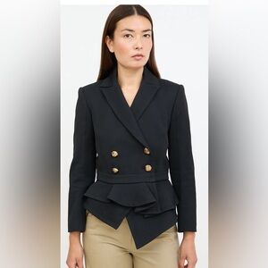 McQ Alexander McQueen Navy Peplum Blazer